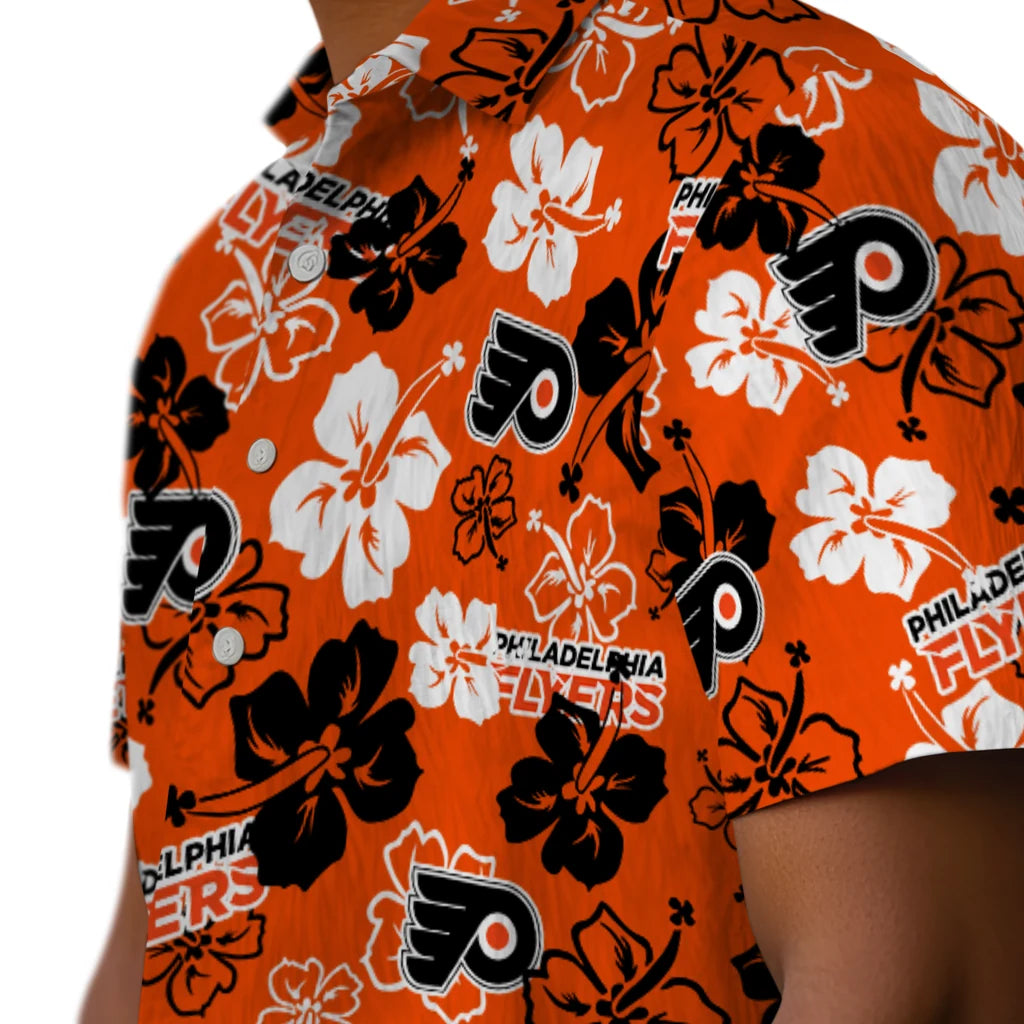 Philadelphia Flyers Hawaiian Shirt - Hibiscus Flower Design | Hula Hawaiian Shirts
