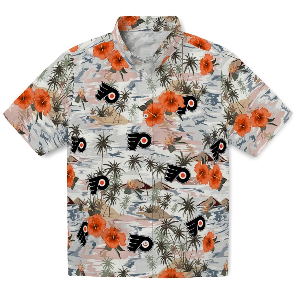 Philadelphia Flyers Hawaiian Shirt - Hibiscus Seaside | Hula Hawaiian Shirts