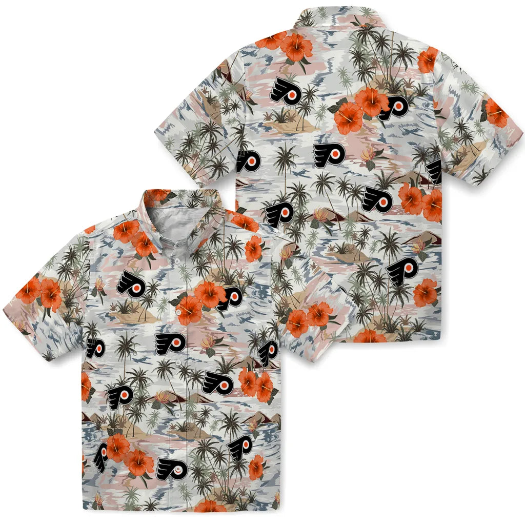 Philadelphia Flyers Hawaiian Shirt - Hibiscus Seaside | Hula Hawaiian Shirts