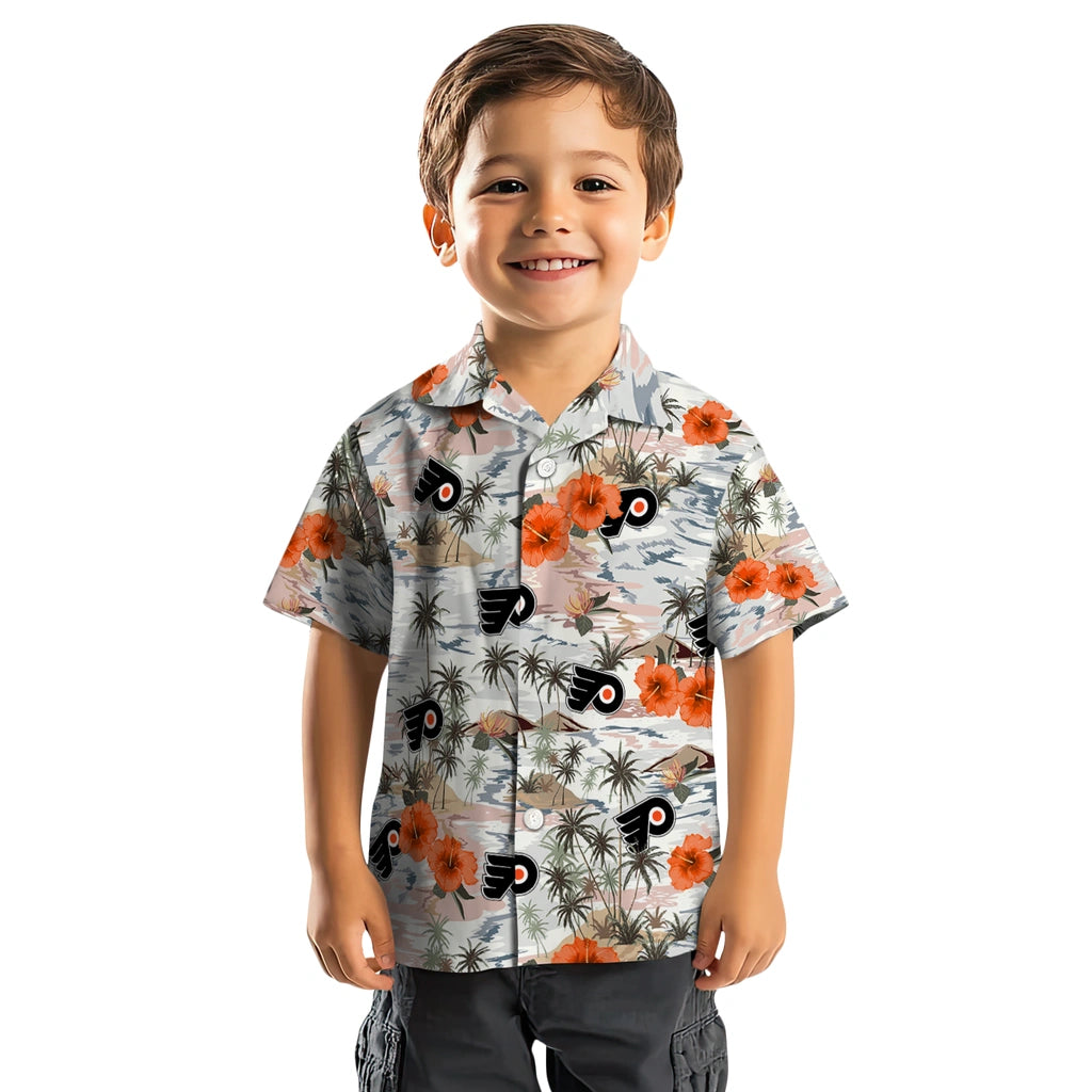 Philadelphia Flyers Hawaiian Shirt - Hibiscus Seaside | Hula Hawaiian Shirts