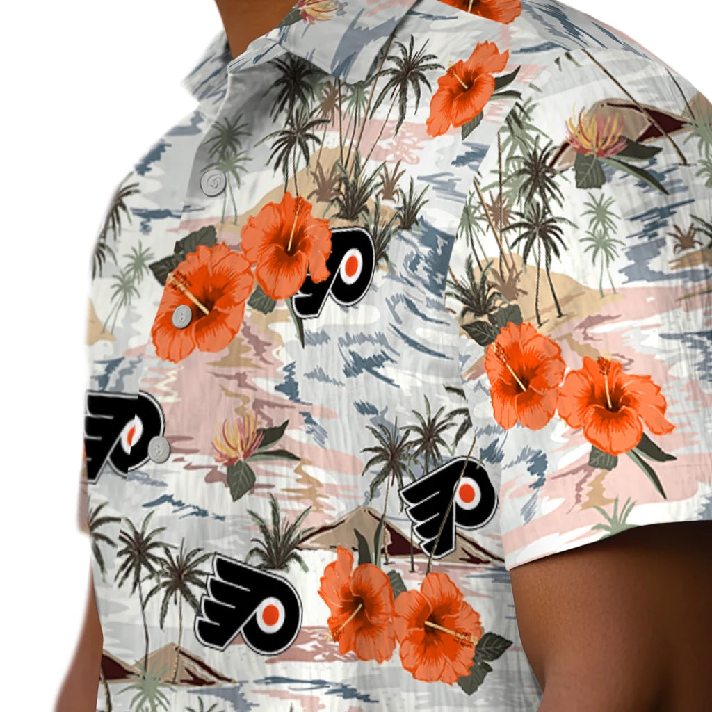 Philadelphia Flyers Hawaiian Shirt - Hibiscus Seaside | Hula Hawaiian Shirts