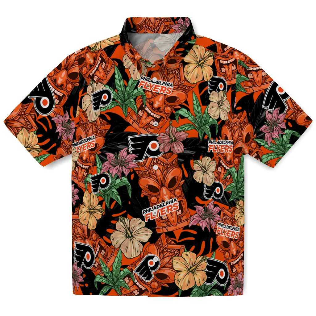 Philadelphia Flyers Hawaiian Shirt - Hibiscus Tiki Jungle | Hula Hawaiian Shirts