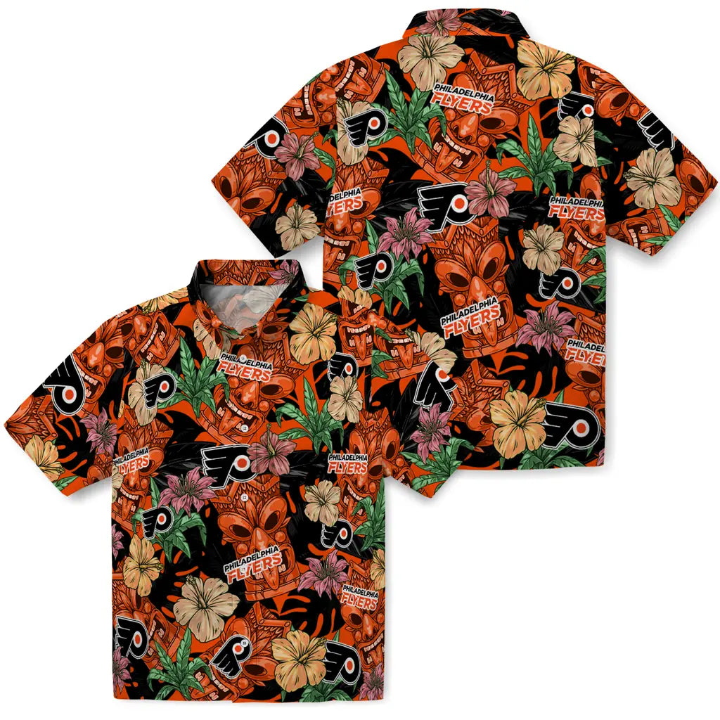 Philadelphia Flyers Hawaiian Shirt - Hibiscus Tiki Jungle | Hula Hawaiian Shirts