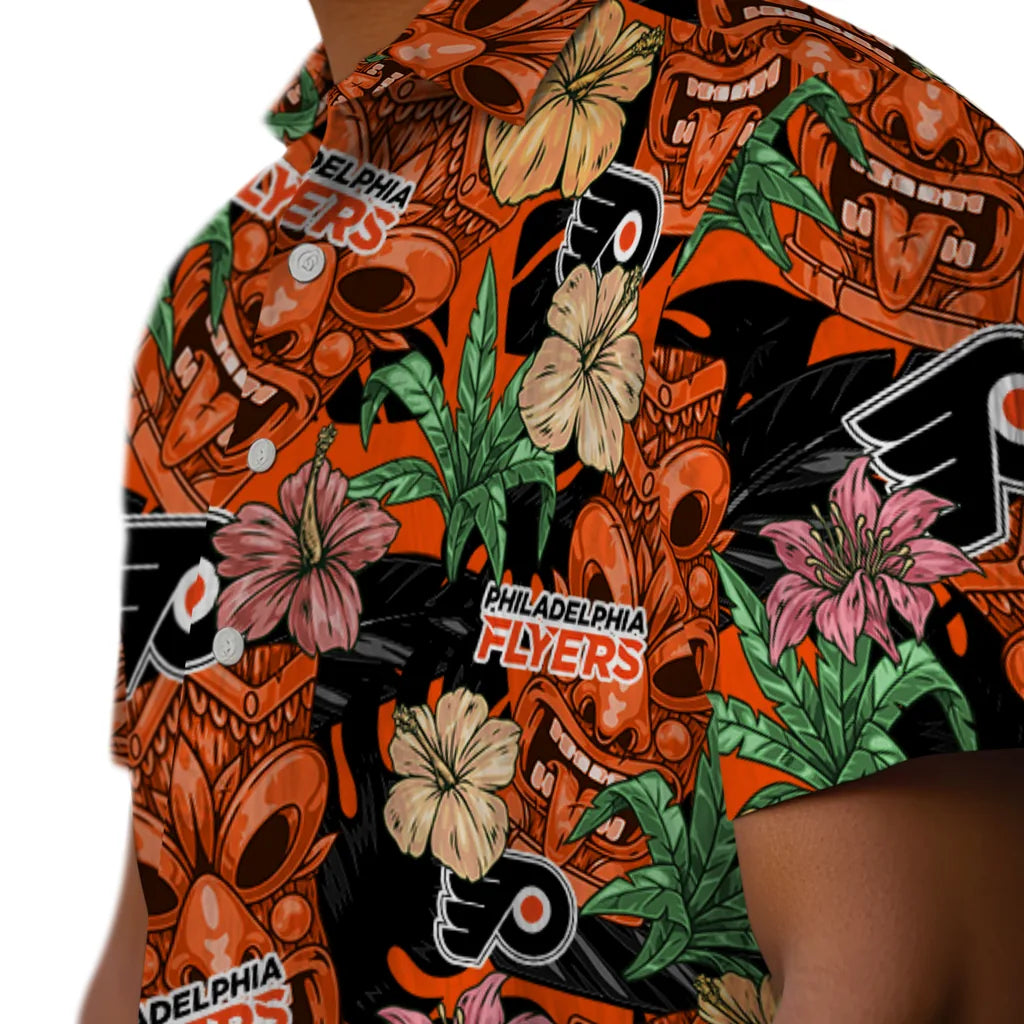 Philadelphia Flyers Hawaiian Shirt - Hibiscus Tiki Jungle | Hula Hawaiian Shirts
