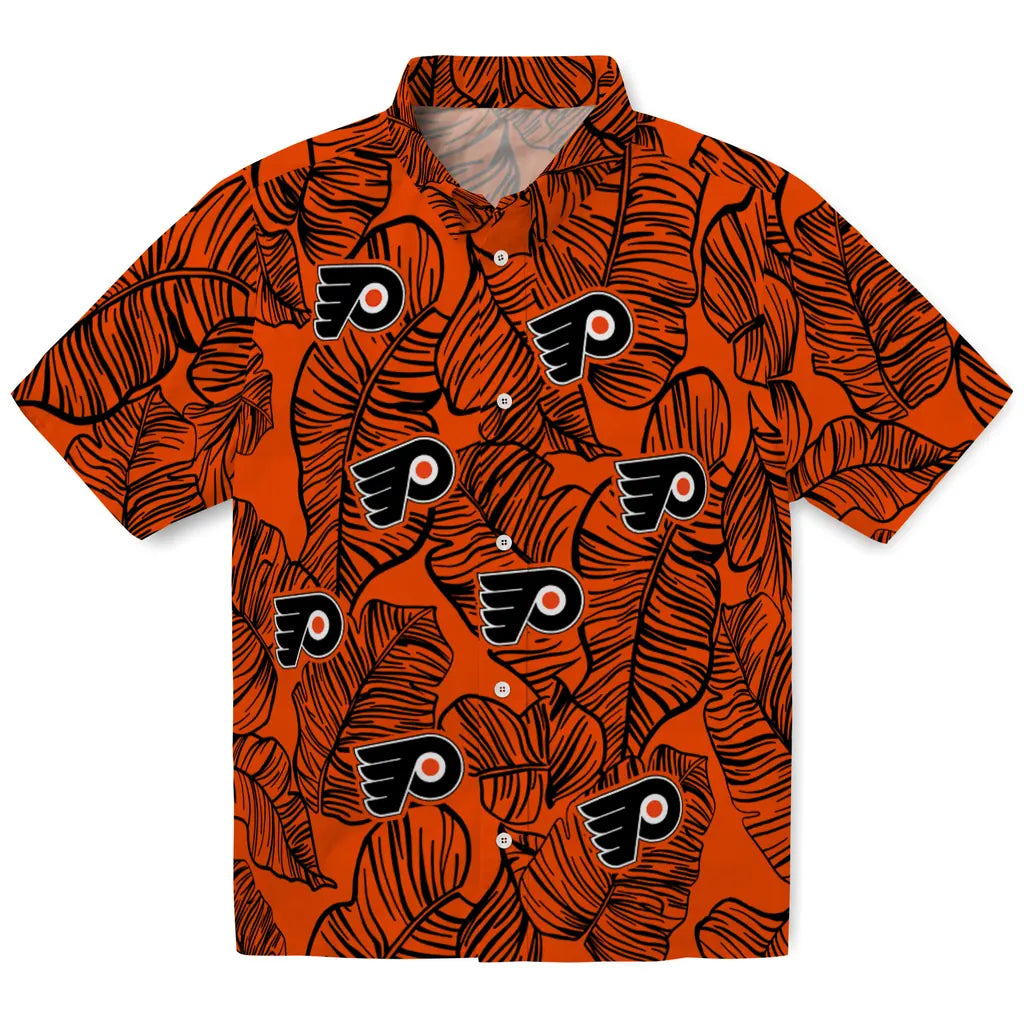 Philadelphia Flyers Hawaiian Shirt - Leaf Outline | Hula Hawaiian Shirts