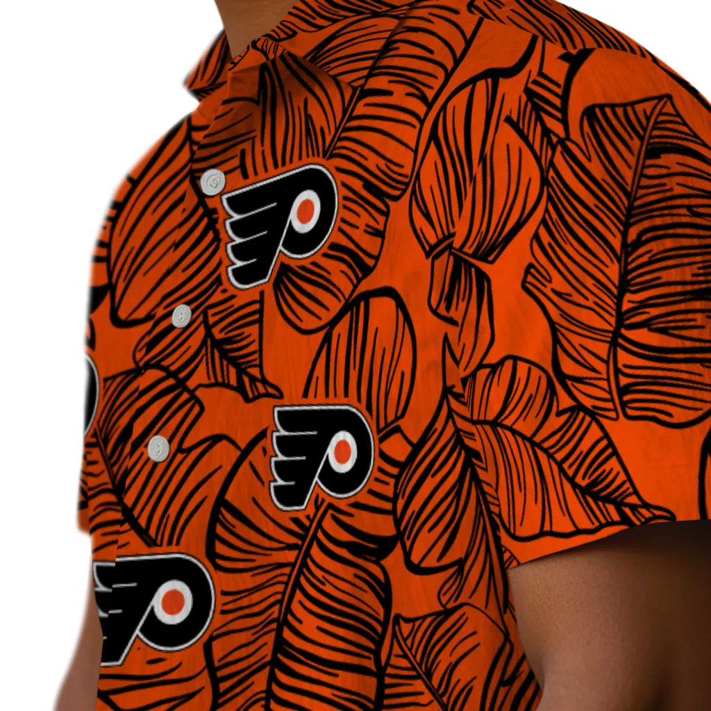 Philadelphia Flyers Hawaiian Shirt - Leaf Outline | Hula Hawaiian Shirts