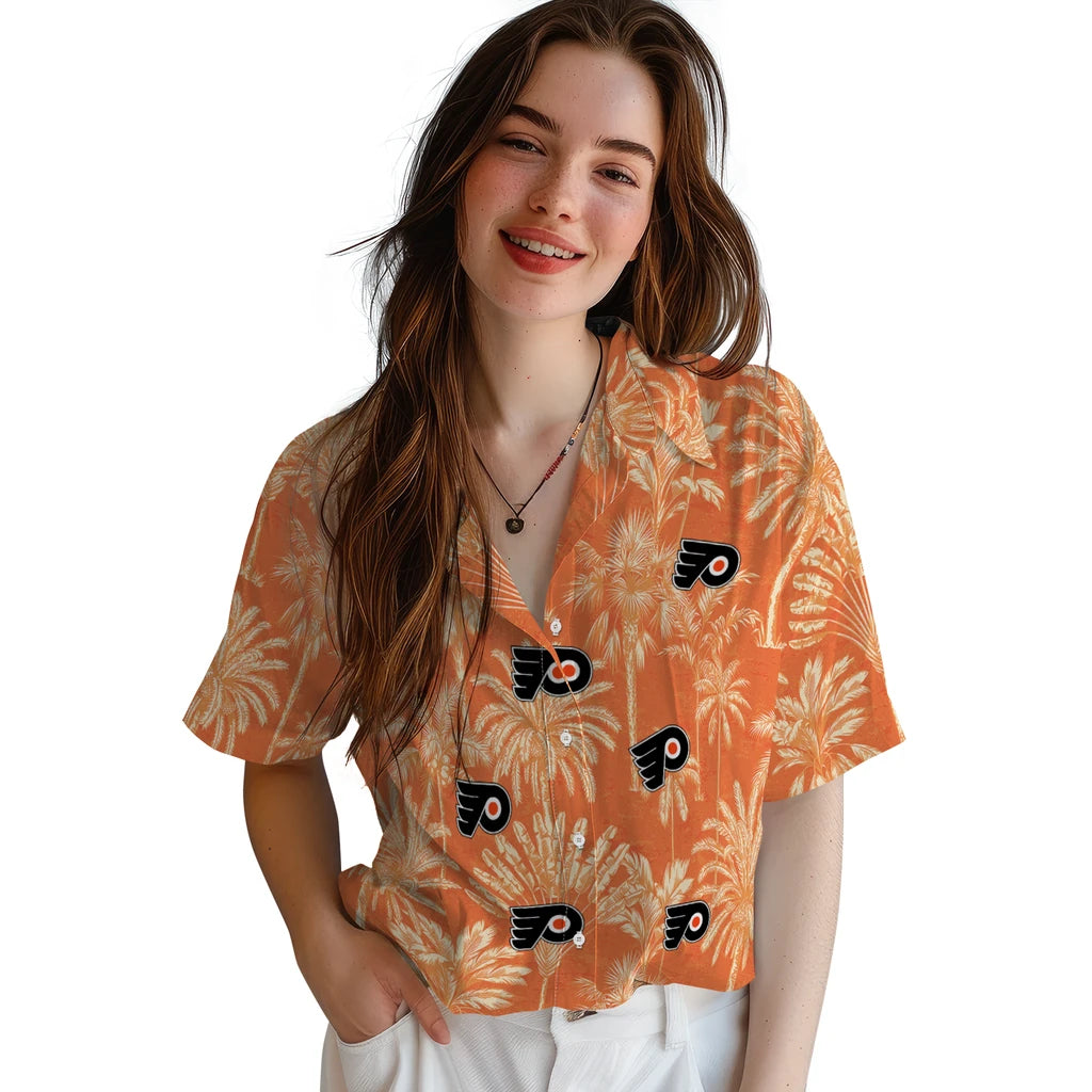 Philadelphia Flyers Hawaiian Shirt - Vintage Palm Tree | Hula Hawaiian Shirts