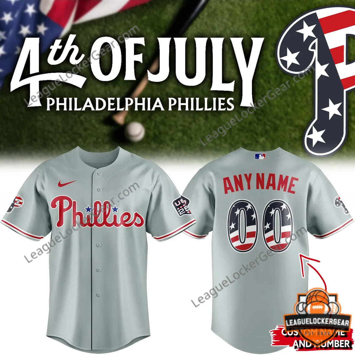 Philadelphia Phillies 4th of July Baseball Jersey - LeagueLockerGear