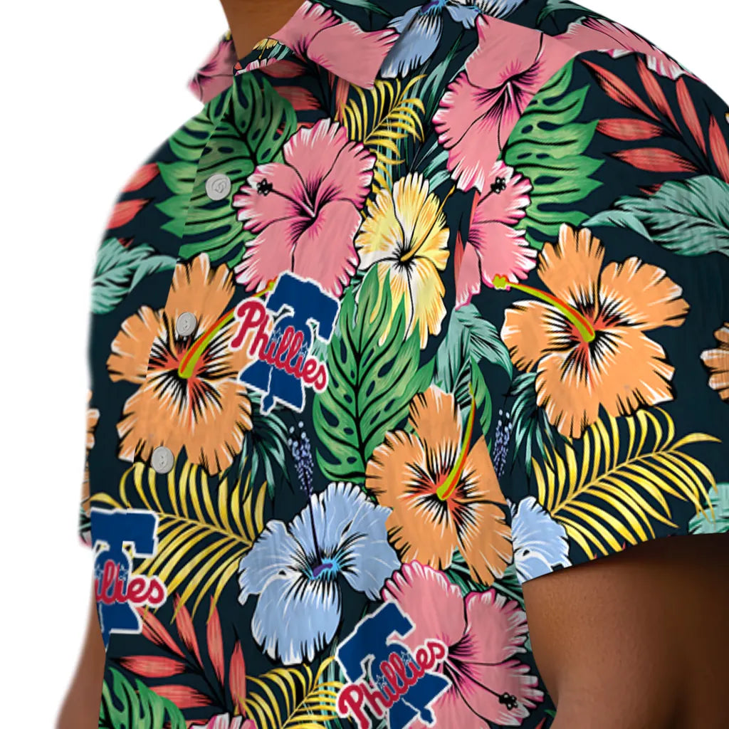 Philadelphia Phillies Hawaiian Shirt - Brilliant Hibiscus Garden | Hula Hawaiian Shirts