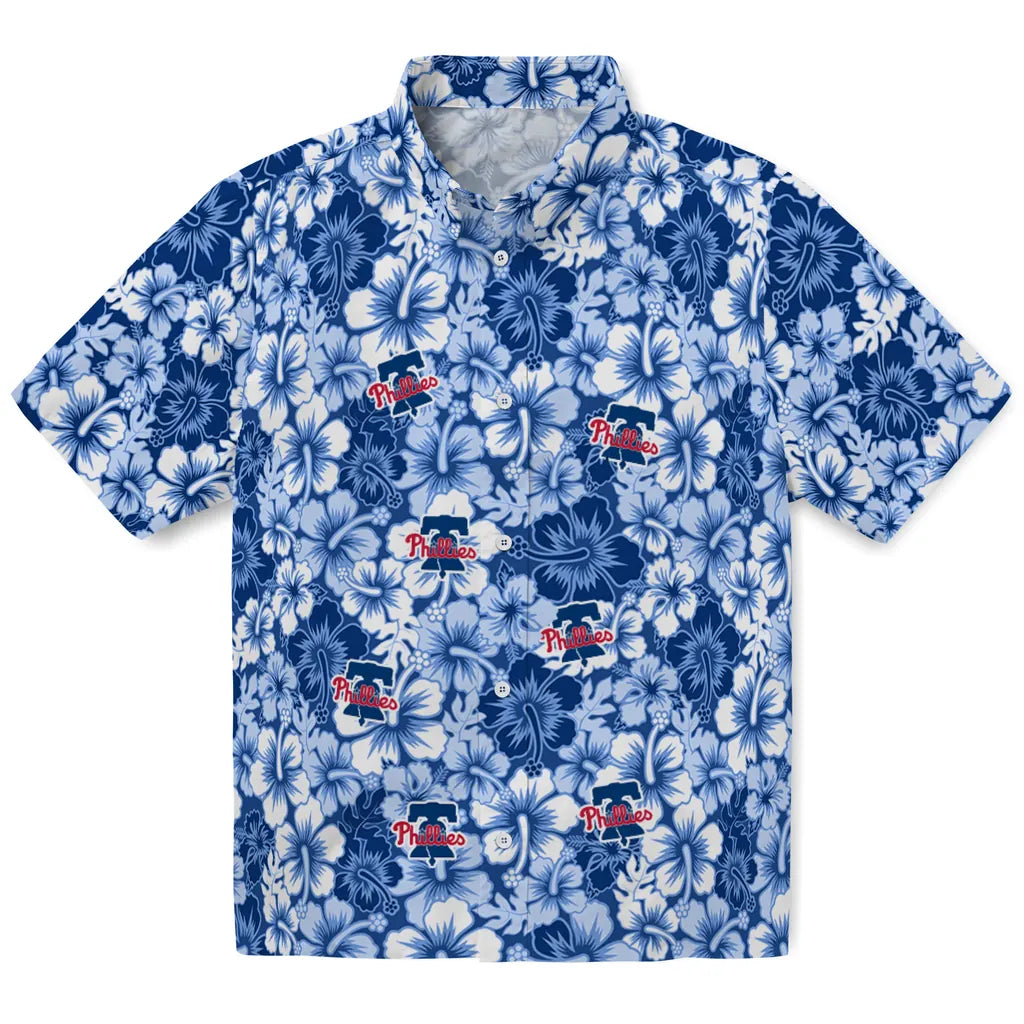 Philadelphia Phillies Hawaiian Shirt - Hibiscus Blooms | Hula Hawaiian Shirts