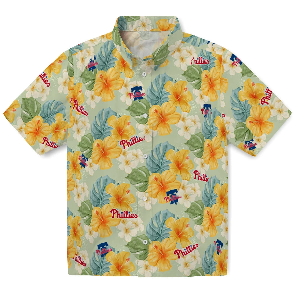 Philadelphia Phillies Hawaiian Shirt - Hibiscus Mood | Hula Hawaiian Shirts