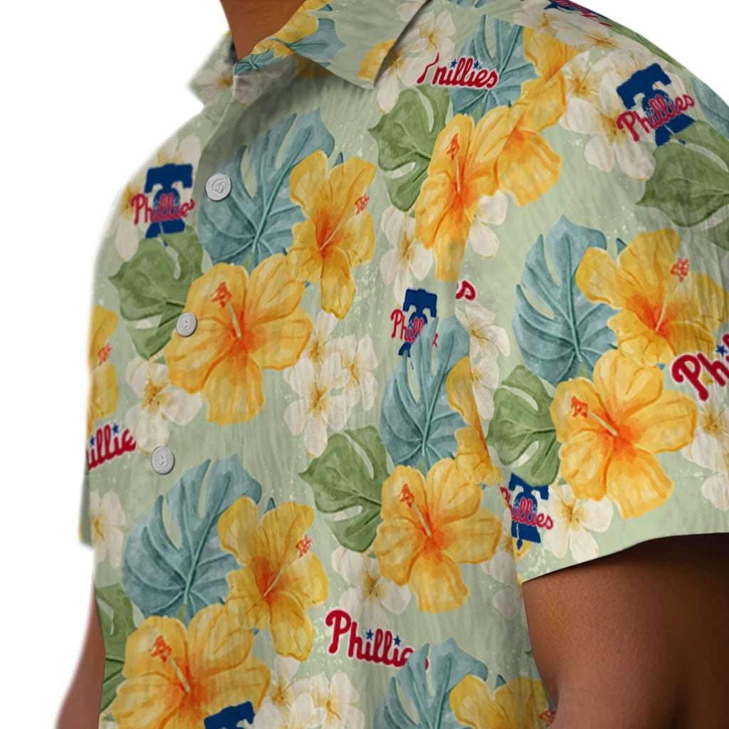 Philadelphia Phillies Hawaiian Shirt - Hibiscus Mood | Hula Hawaiian Shirts
