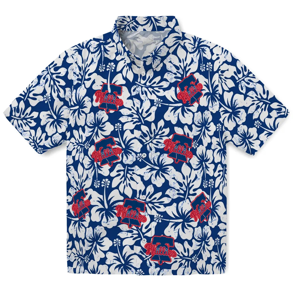 Philadelphia Phillies Hawaiian Shirt - Hibiscus Motif | Hula Hawaiian Shirts