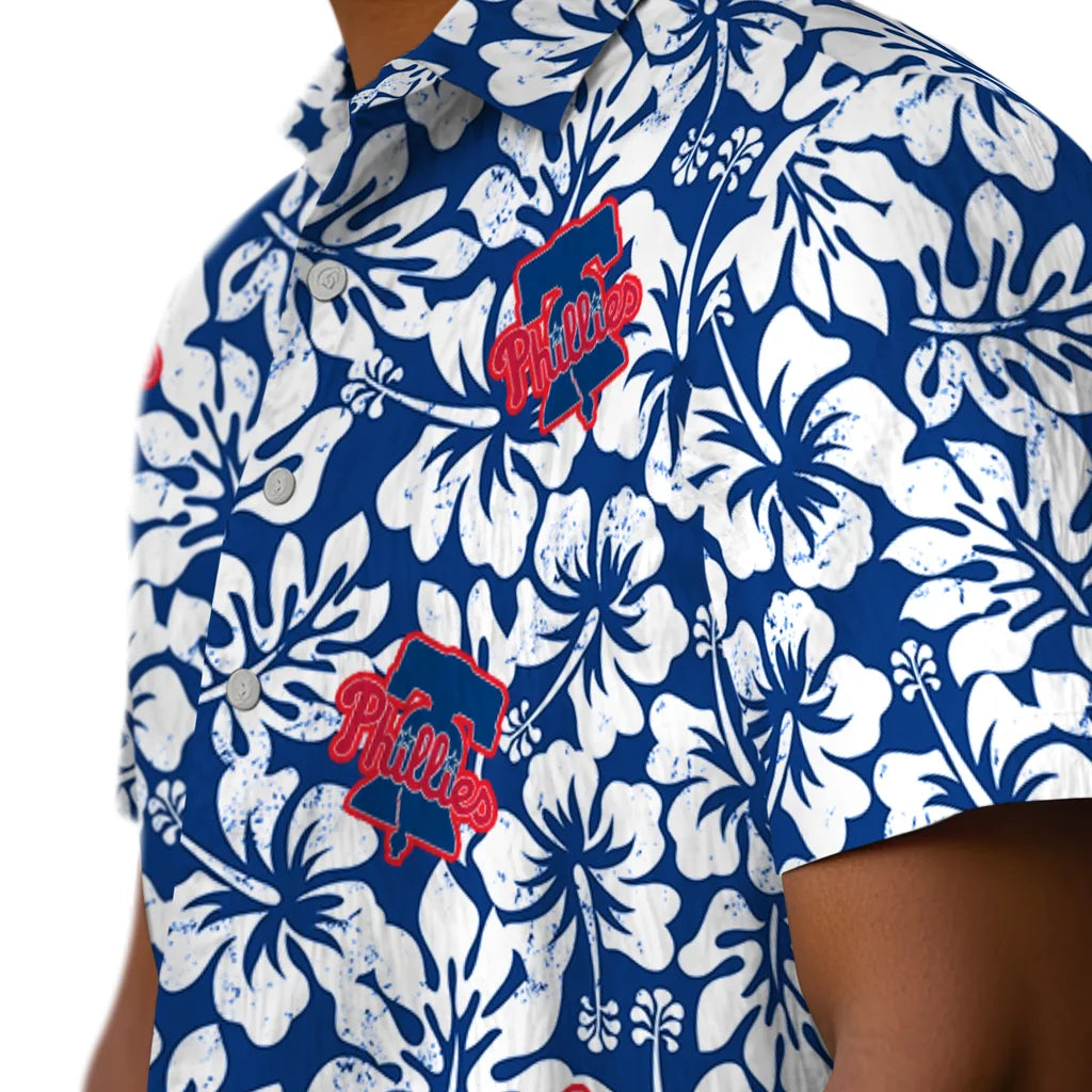 Philadelphia Phillies Hawaiian Shirt - Hibiscus Motif | Hula Hawaiian Shirts