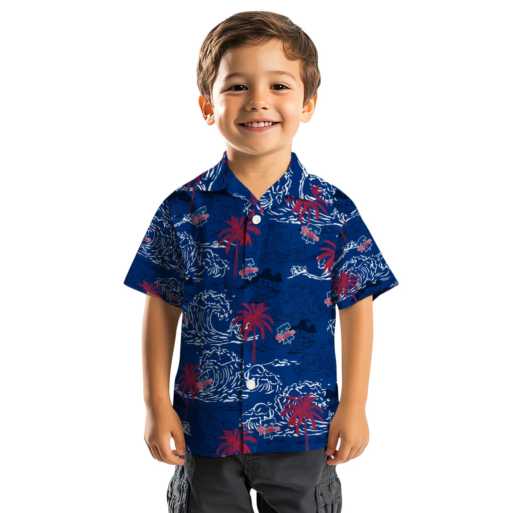 Philadelphia Phillies Hawaiian Shirt - Wave Palm | Hula Hawaiian Shirts