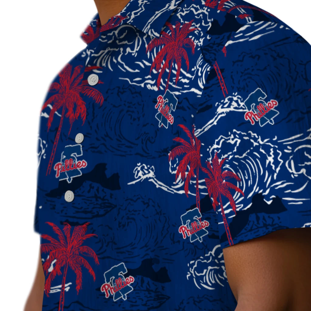 Philadelphia Phillies Hawaiian Shirt - Wave Palm | Hula Hawaiian Shirts