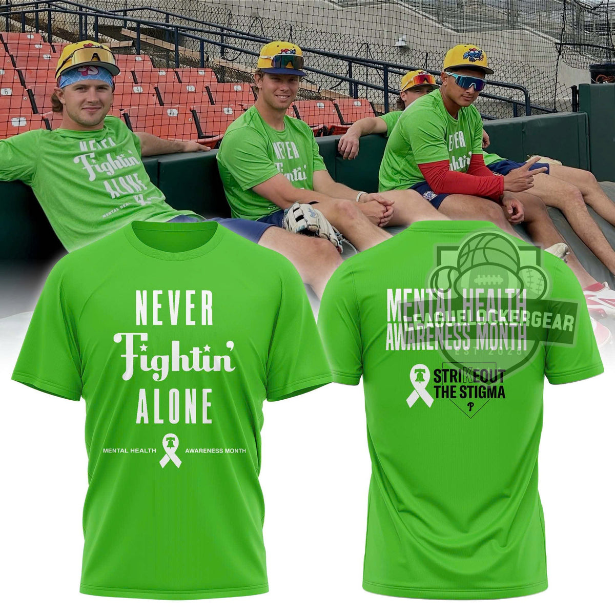Philadelphia Phillies Mental Health Awareness Month Strikeout The Stigma T-Shirt - LeagueLockerGear