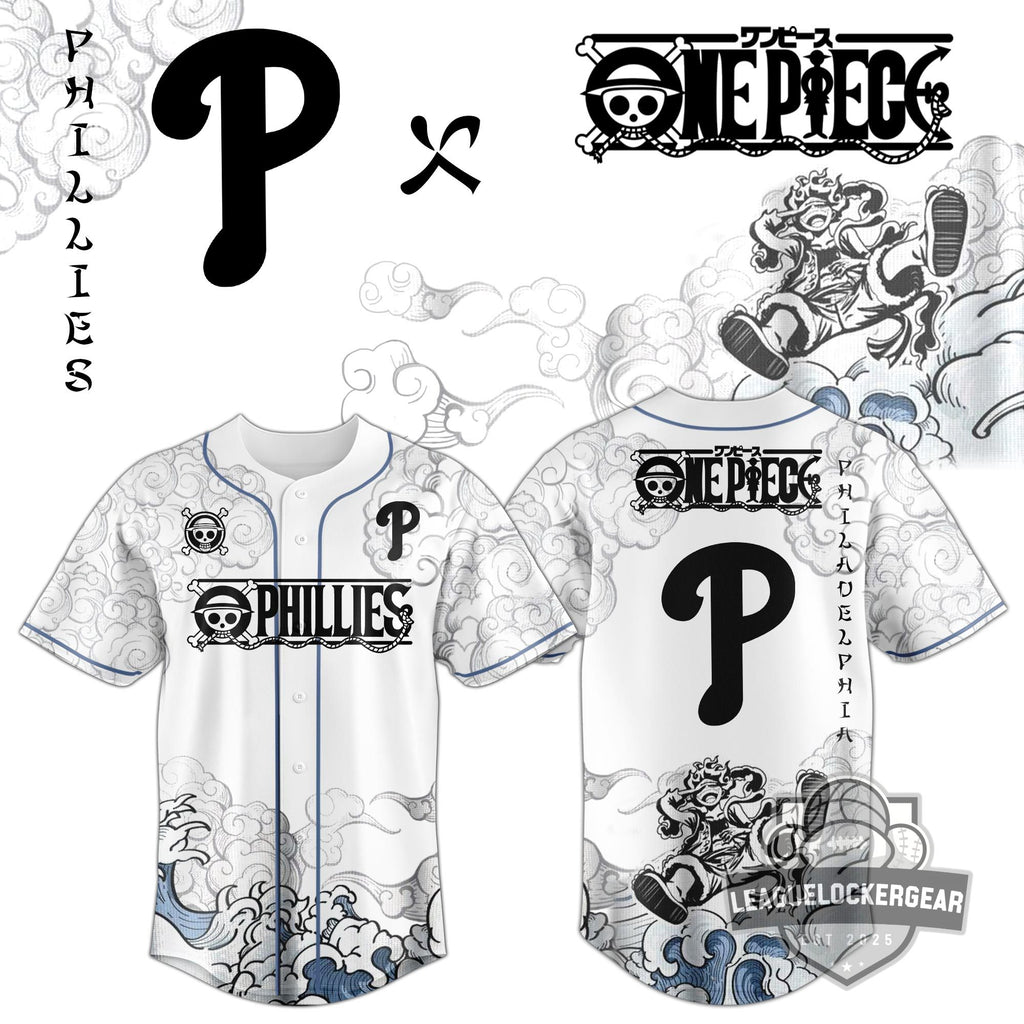 Philadelphia Phillies One Piece Gear 5 Luffy Baseball Jersey - LeagueLockerGear