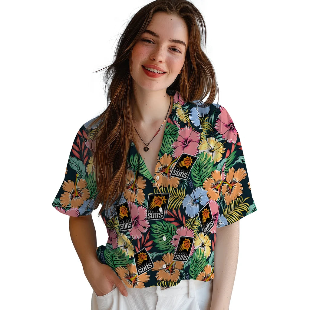 Phoenix Suns Hawaiian Shirt - Brilliant Hibiscus Garden | Hula Hawaiian Shirts