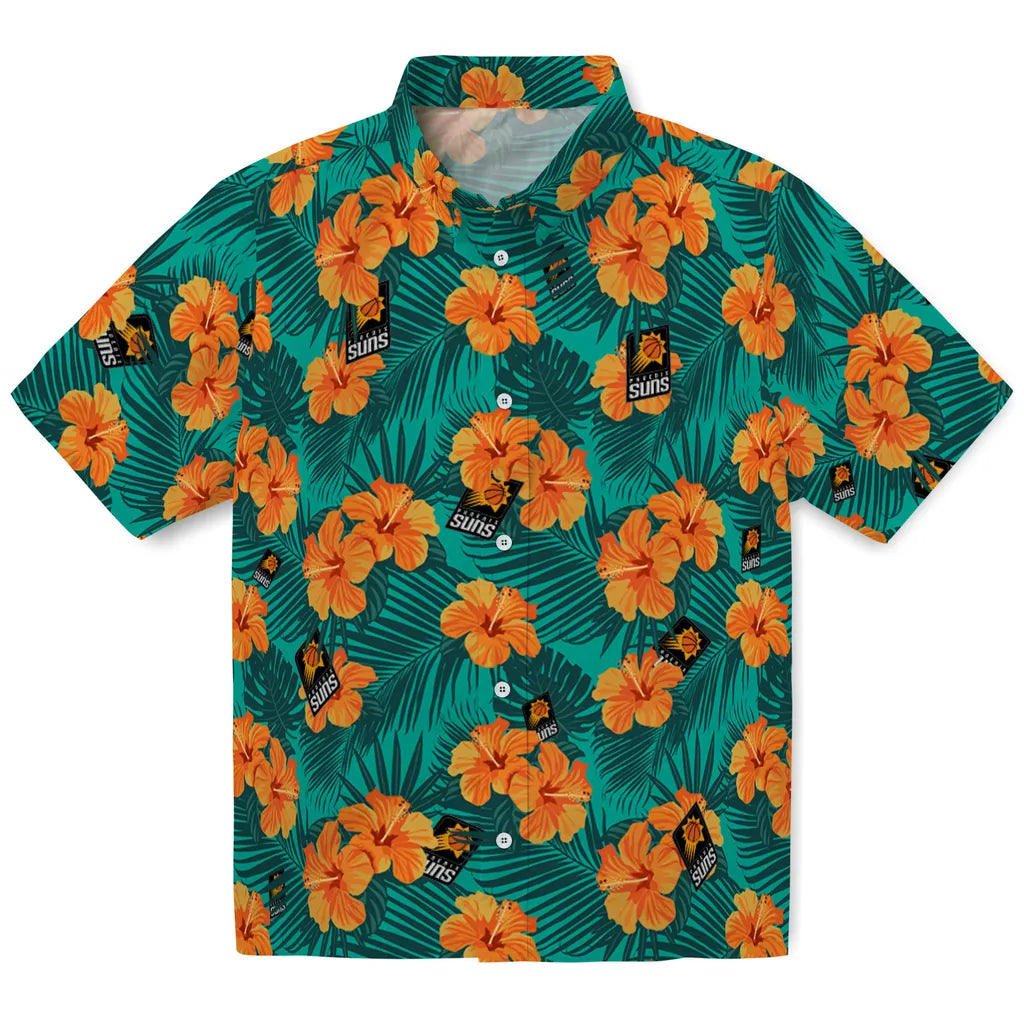 Phoenix Suns Hawaiian Shirt - Hibiscus and Palm Leaves | Hula Hawaiian Shirts