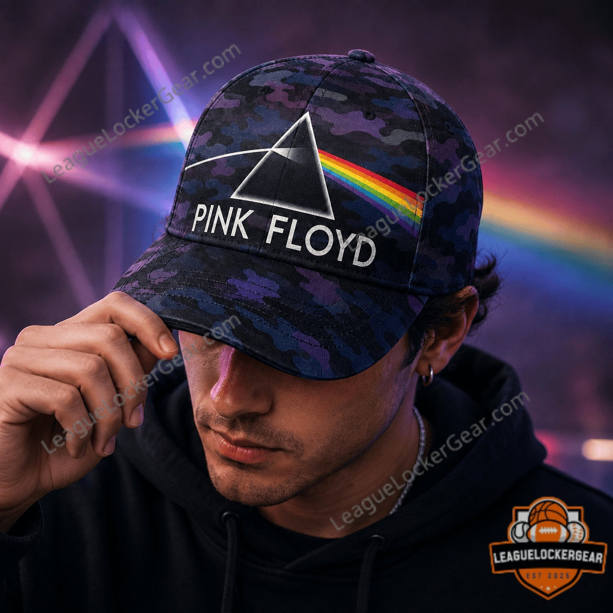 Pink Floyd Dark Side Prism Camo Psychedelic Rock Cap