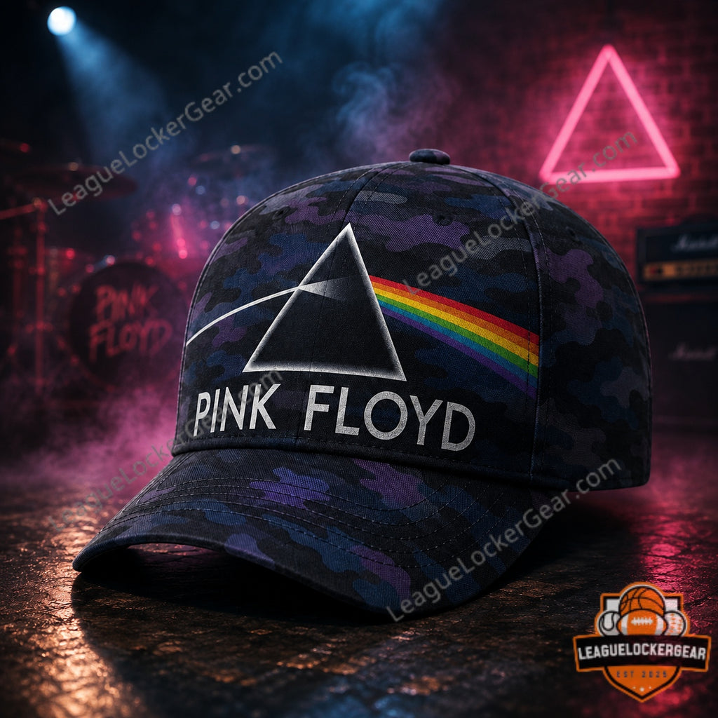Pink Floyd Dark Side Prism Camo Psychedelic Rock Cap