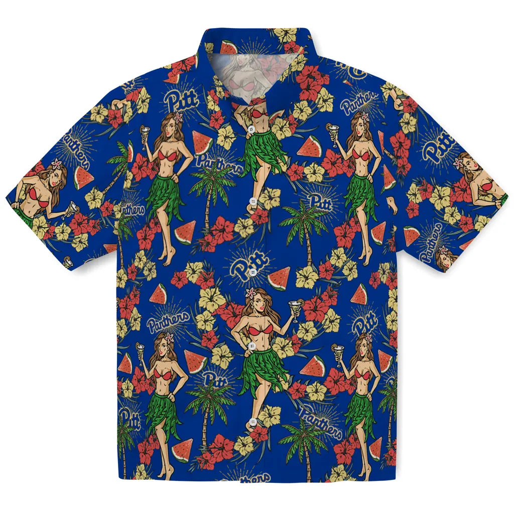 Pittsburgh Panthers Hawaiian Shirt - Hawaiian Girls Design | Hula Hawaiian Shirts