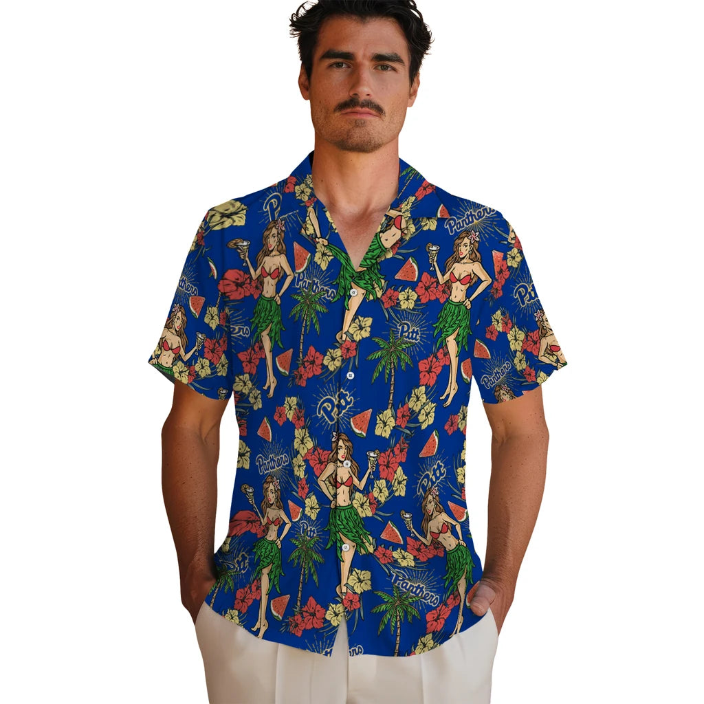 Pittsburgh Panthers Hawaiian Shirt - Hawaiian Girls Design | Hula Hawaiian Shirts