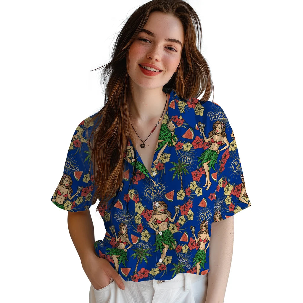Pittsburgh Panthers Hawaiian Shirt - Hawaiian Girls Design | Hula Hawaiian Shirts