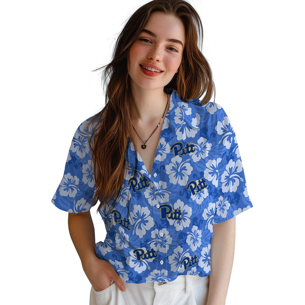 Pittsburgh Panthers Hawaiian Shirt - Hibiscus Cluster | Hula Hawaiian Shirts