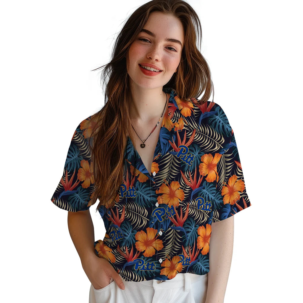 Pittsburgh Panthers Hawaiian Shirt - Hibiscus Foliage | Hula Hawaiian Shirts