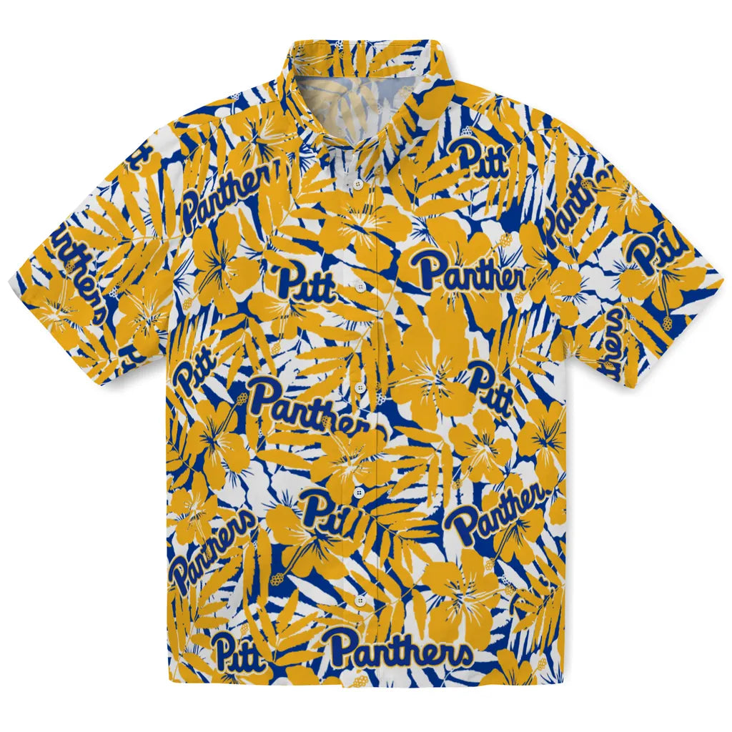 Pittsburgh Panthers Hawaiian Shirt - Hibiscus Overlay | Hula Hawaiian Shirts
