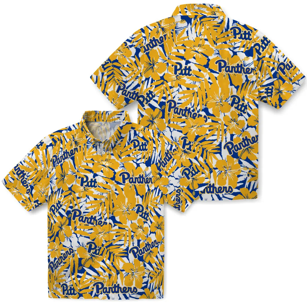 Pittsburgh Panthers Hawaiian Shirt - Hibiscus Overlay | Hula Hawaiian Shirts