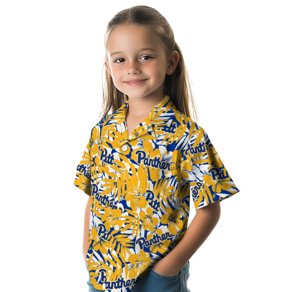 Pittsburgh Panthers Hawaiian Shirt - Hibiscus Overlay | Hula Hawaiian Shirts