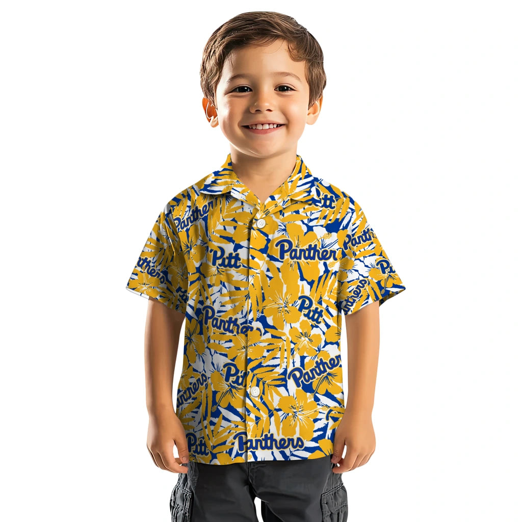 Pittsburgh Panthers Hawaiian Shirt - Hibiscus Overlay | Hula Hawaiian Shirts