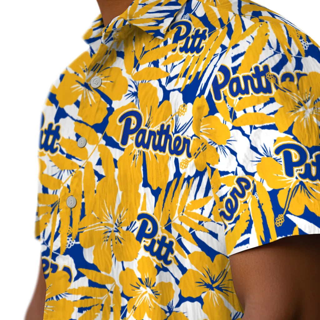 Pittsburgh Panthers Hawaiian Shirt - Hibiscus Overlay | Hula Hawaiian Shirts