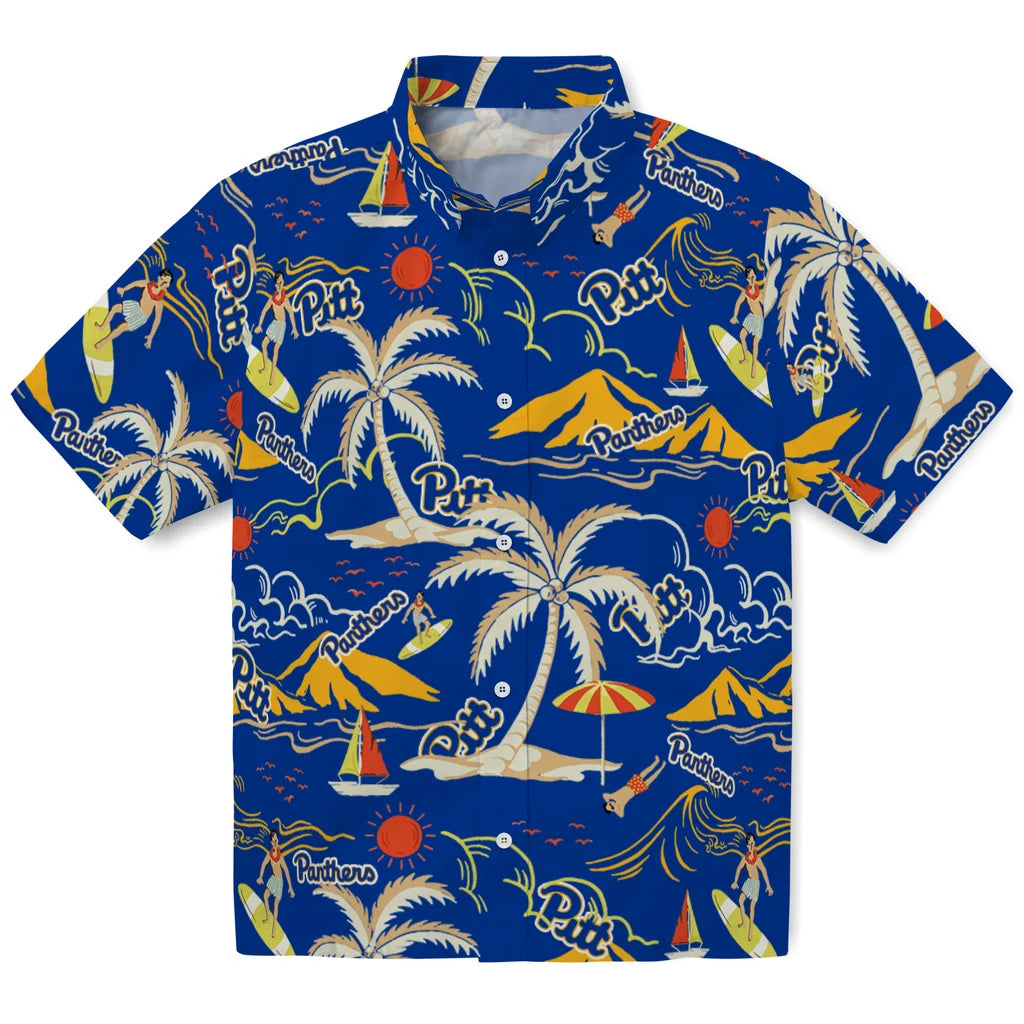 Pittsburgh Panthers Hawaiian Shirt - Palm Tree Island | Hula Hawaiian Shirts