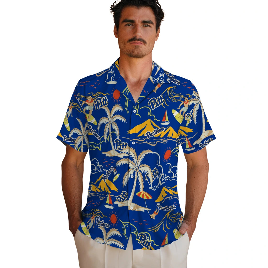 Pittsburgh Panthers Hawaiian Shirt - Palm Tree Island | Hula Hawaiian Shirts