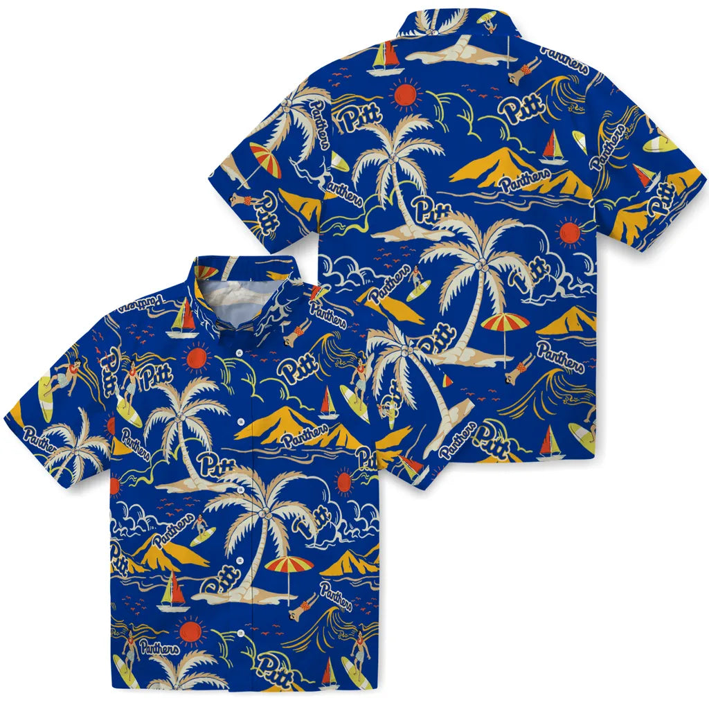 Pittsburgh Panthers Hawaiian Shirt - Palm Tree Island | Hula Hawaiian Shirts