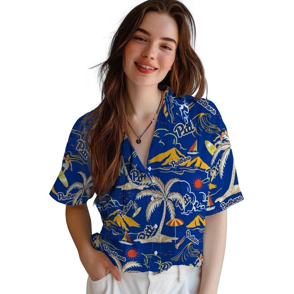 Pittsburgh Panthers Hawaiian Shirt - Palm Tree Island | Hula Hawaiian Shirts