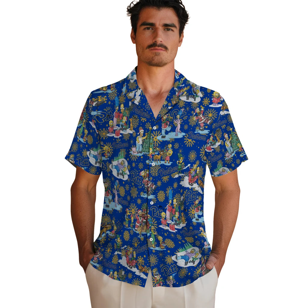 Pittsburgh Panthers Hawaiian Shirt - Simpsons Christmas | Hula Hawaiian Shirts