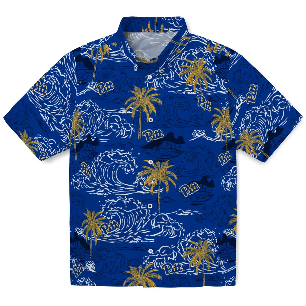 Pittsburgh Panthers Hawaiian Shirt - Wave Palm | Hula Hawaiian Shirts