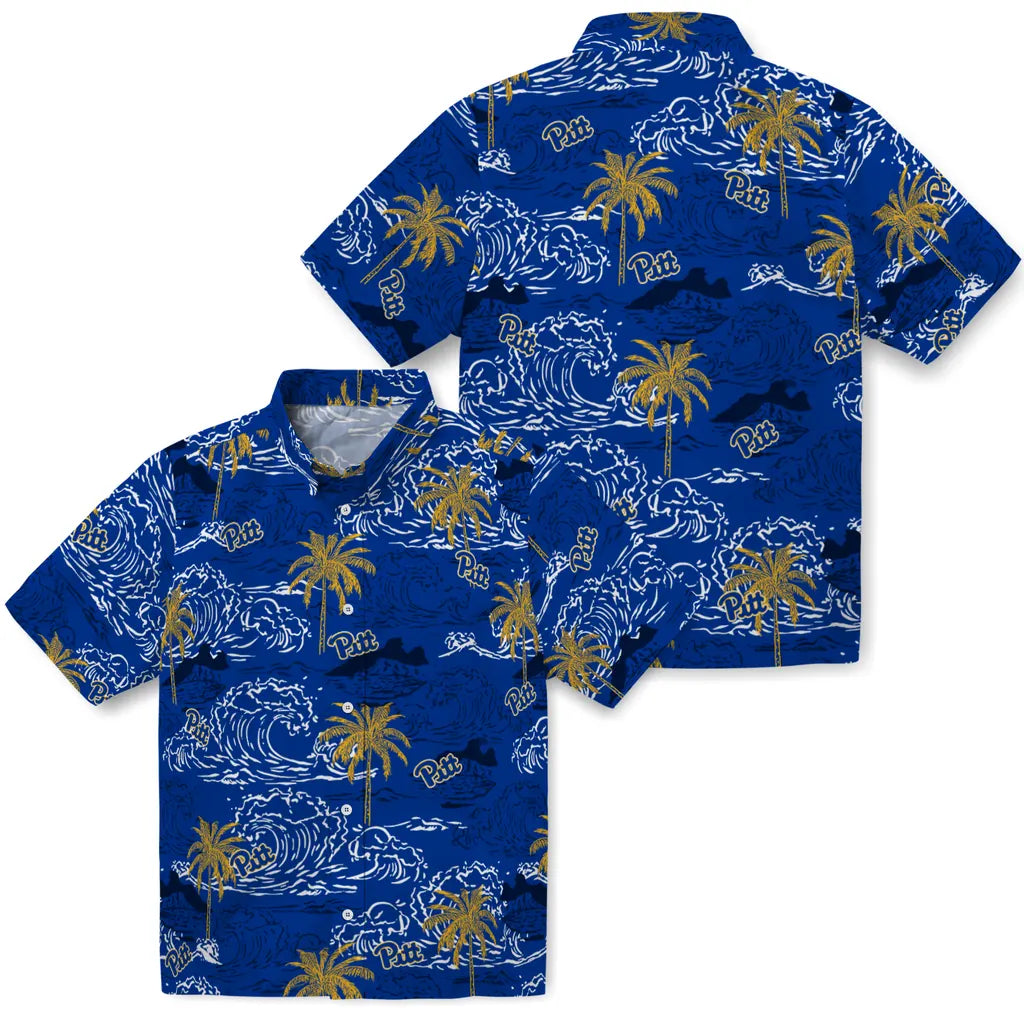 Pittsburgh Panthers Hawaiian Shirt - Wave Palm | Hula Hawaiian Shirts