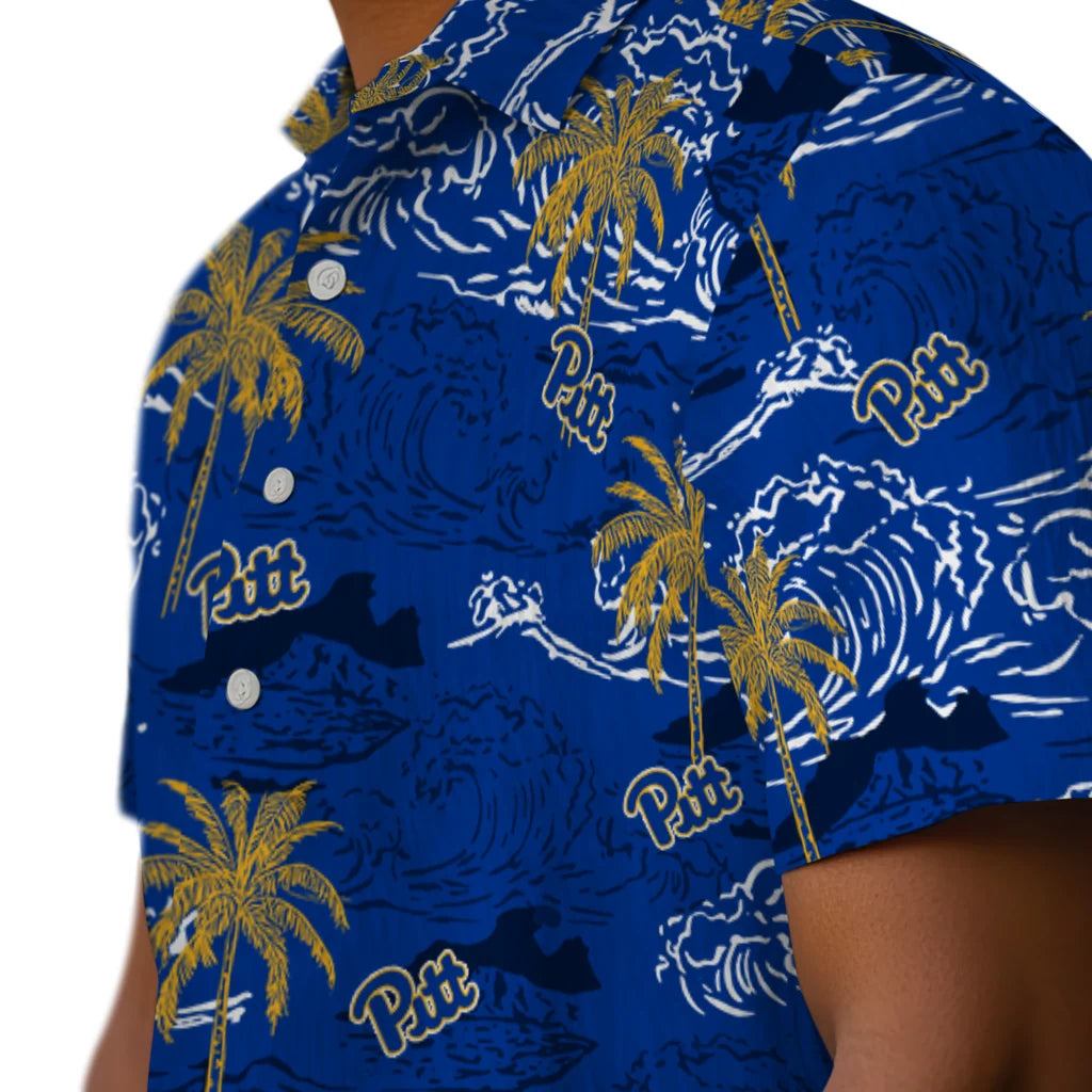 Pittsburgh Panthers Hawaiian Shirt - Wave Palm | Hula Hawaiian Shirts