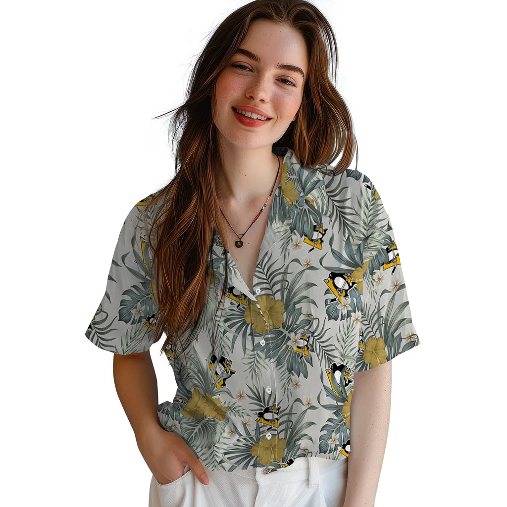 Pittsburgh Penguins Hawaiian Shirt - Hibiscus Designs | Hula Hawaiian Shirts