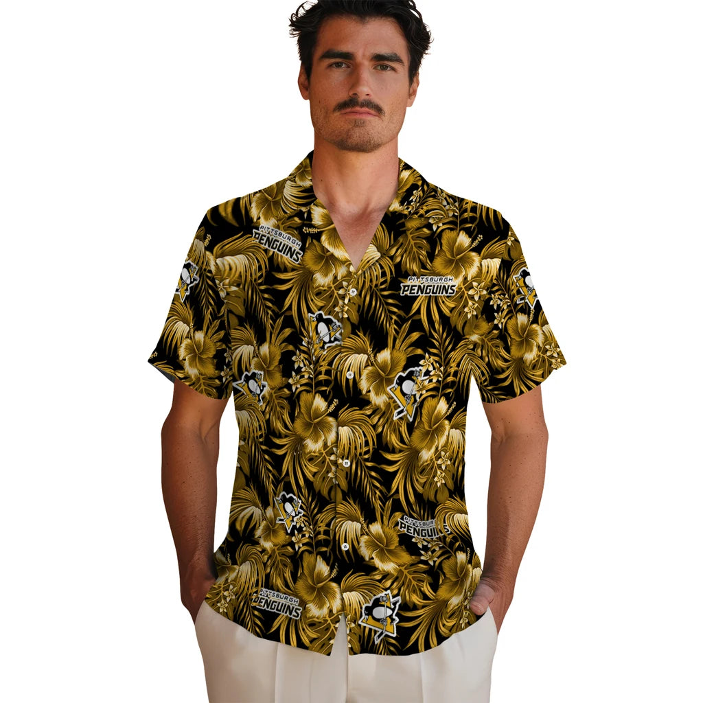 Pittsburgh Penguins Hawaiian Shirt - Hibiscus Exotic | Hula Hawaiian Shirts