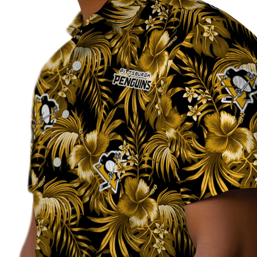 Pittsburgh Penguins Hawaiian Shirt - Hibiscus Exotic | Hula Hawaiian Shirts