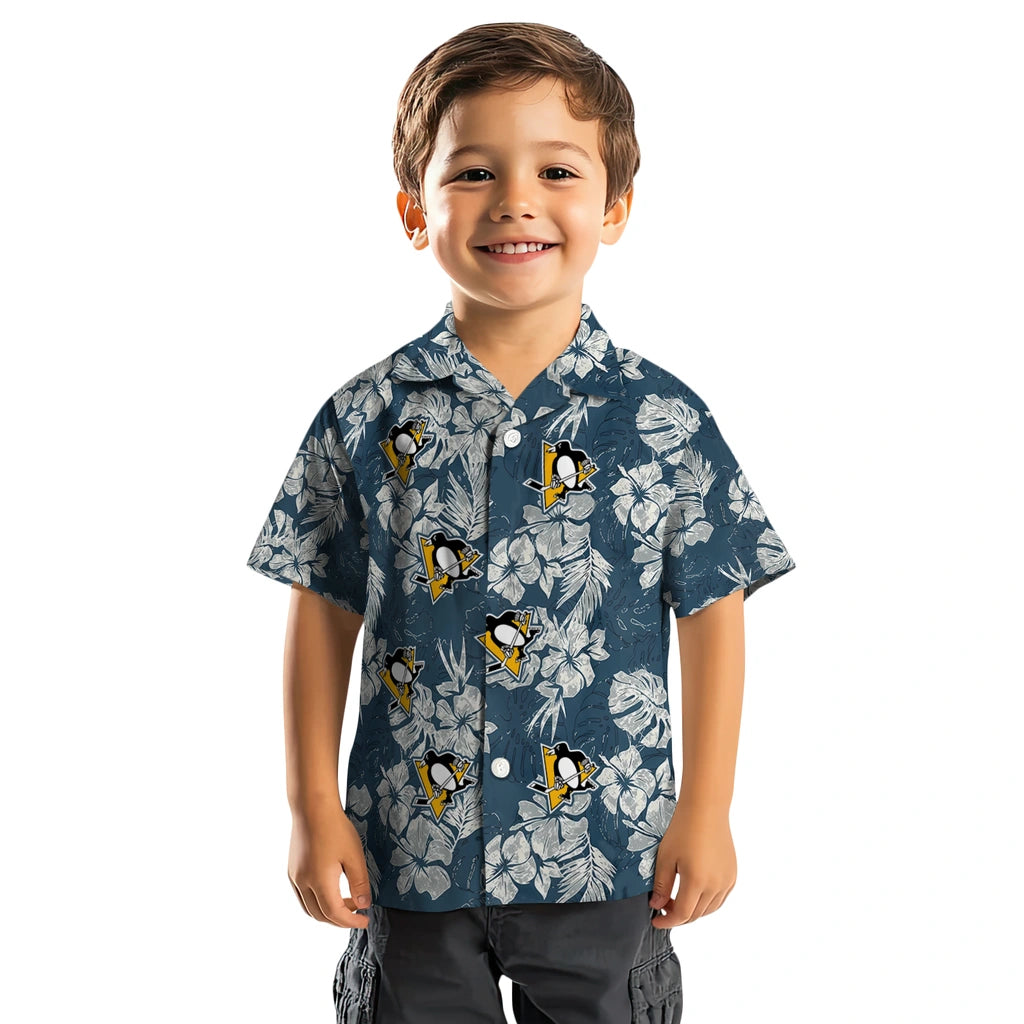 Pittsburgh Penguins Hawaiian Shirt - Hibiscus Flowers | Hula Hawaiian Shirts