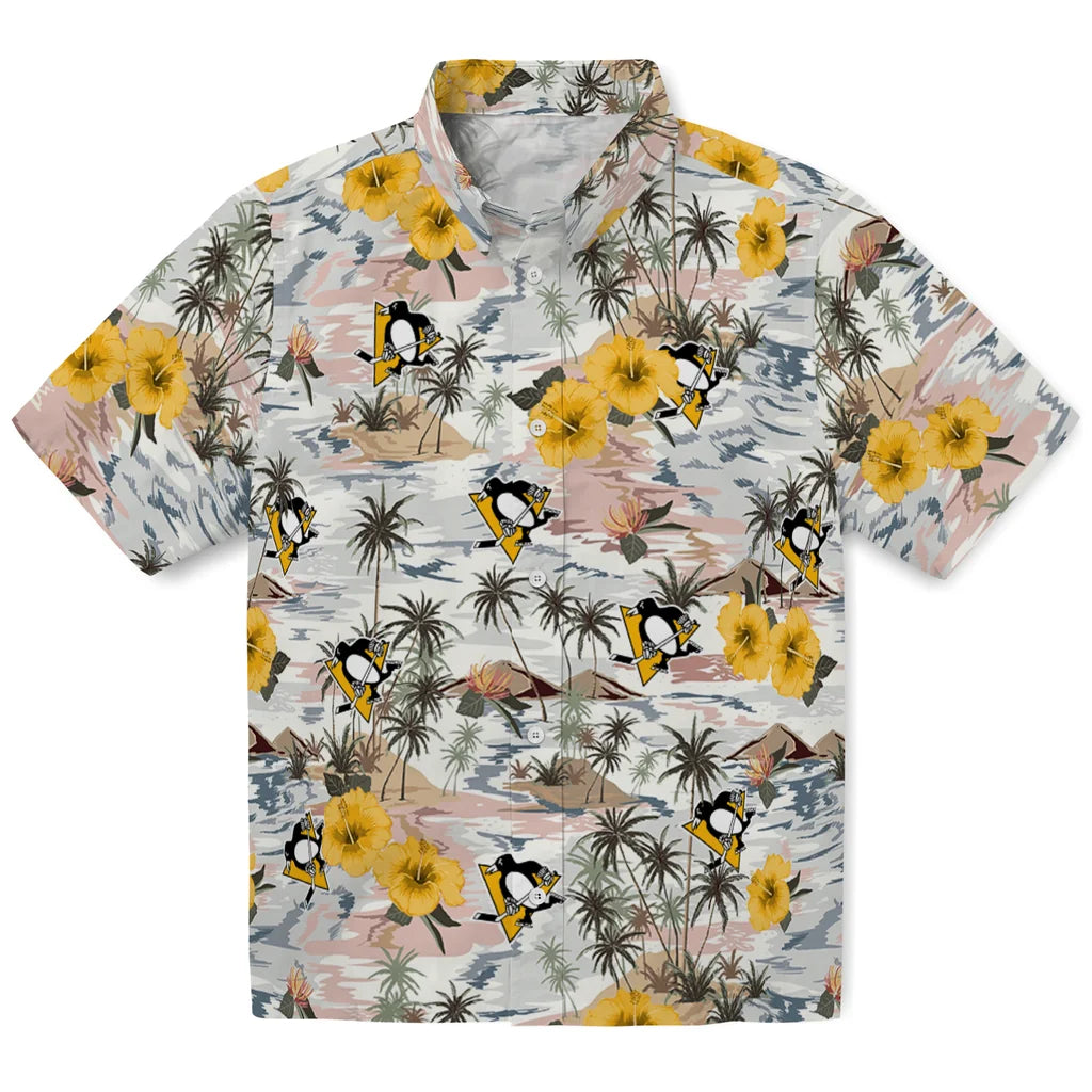 Pittsburgh Penguins Hawaiian Shirt - Hibiscus Seaside | Hula Hawaiian Shirts