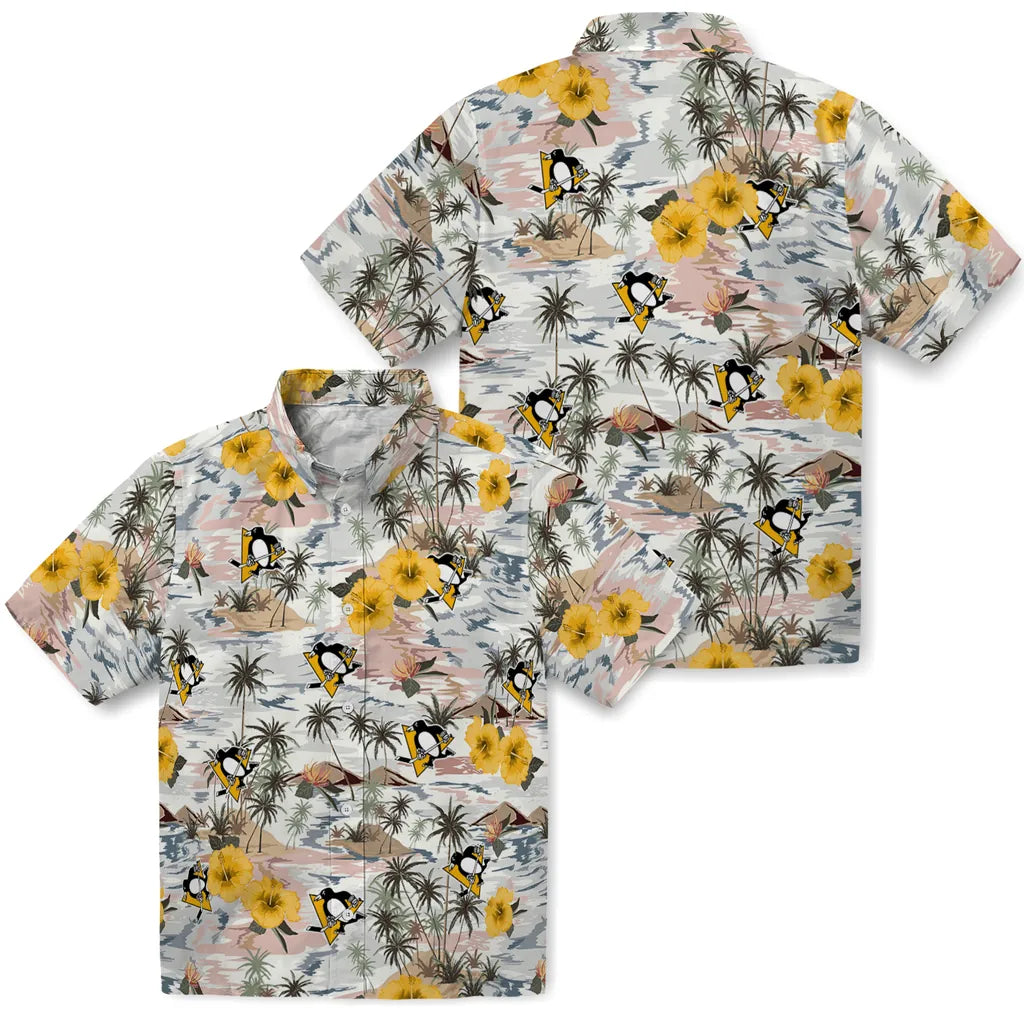 Pittsburgh Penguins Hawaiian Shirt - Hibiscus Seaside | Hula Hawaiian Shirts